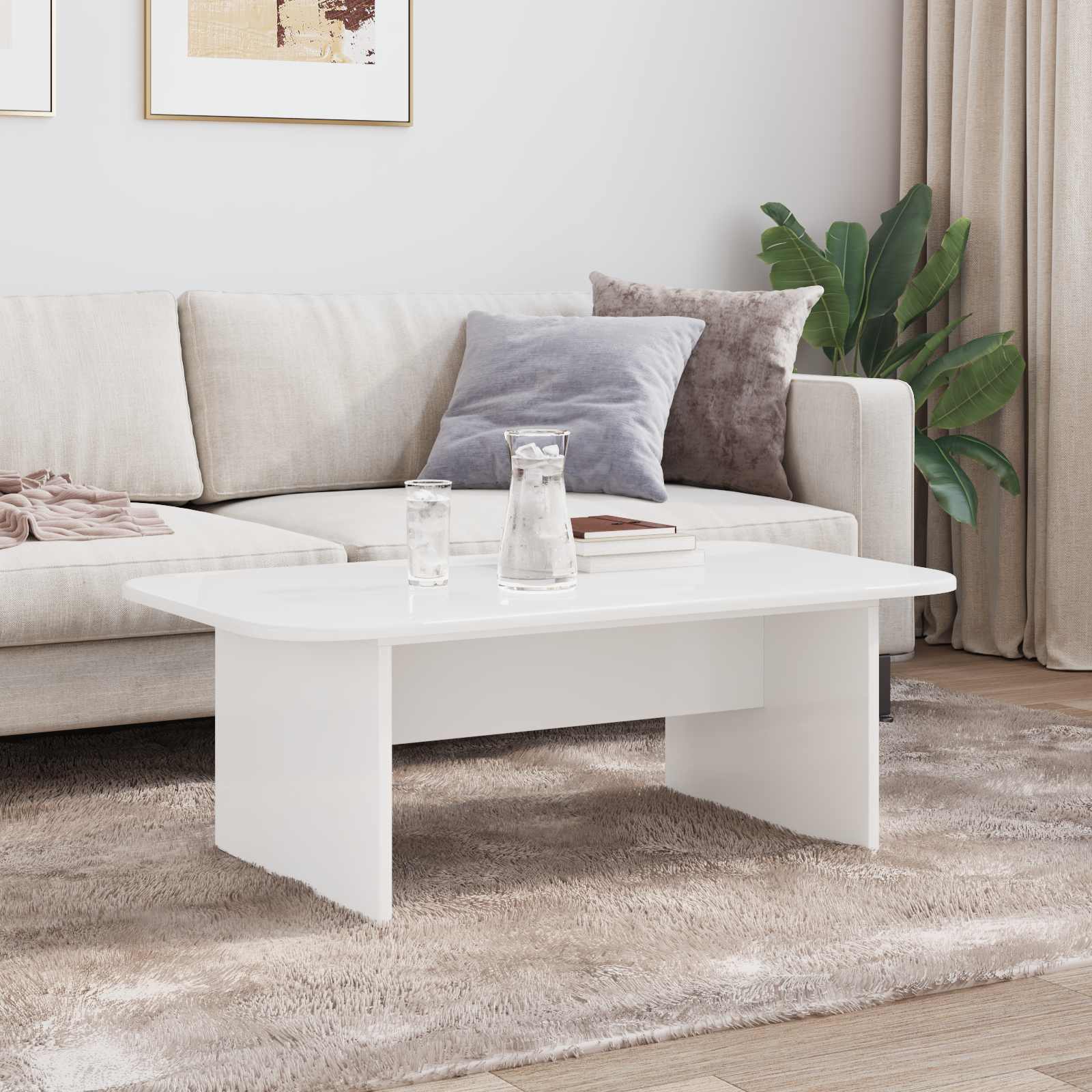 Table basse Blanc 93 x 53 x 33 cm Bois d'ingénierie - XIOS