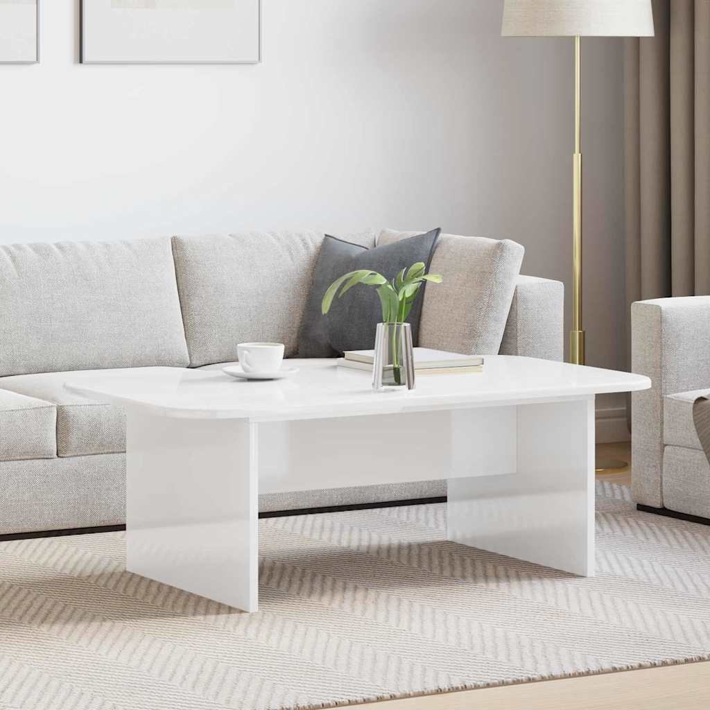 Table basse Blanc brillant 93 x 53 x 33 cm Bois d'ingénierie - XIOS