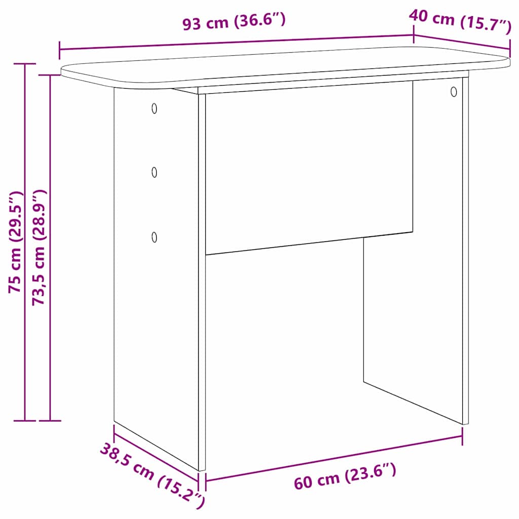 Table console Chêne fumé 93 x 40 x 75 cm Bois d'ingénierie - XIOS
