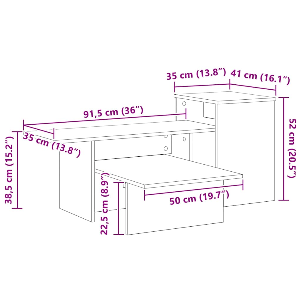 Table console Chêne Sonoma 80 x 50 x 225 cm Bois d'ingénierie - XIOS