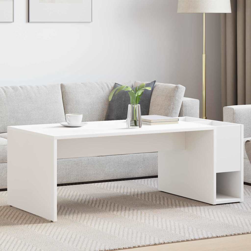 Table basse Blanc 101,5 x 50 x 37 cm Bois d'ingénierie - XIOS