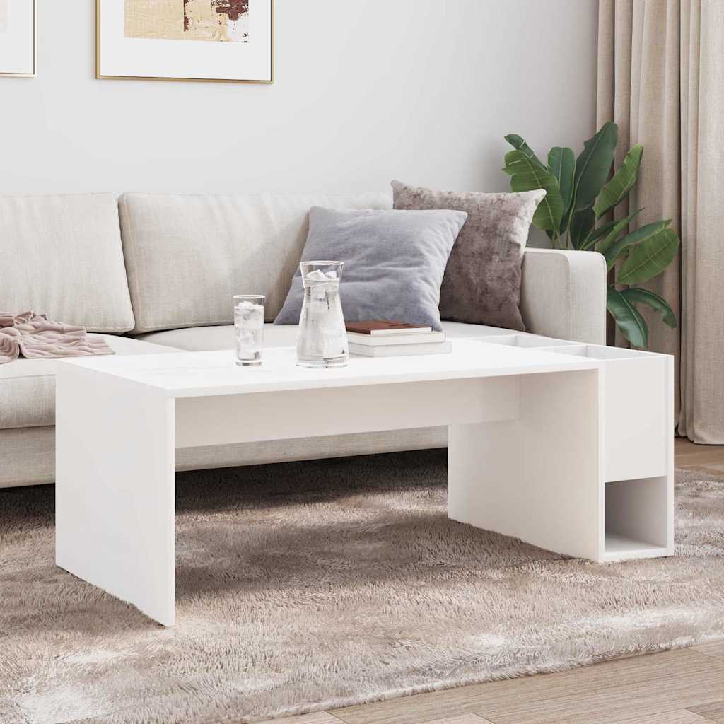 Table basse Blanc 101,5 x 50 x 37 cm Bois d'ingénierie - XIOS