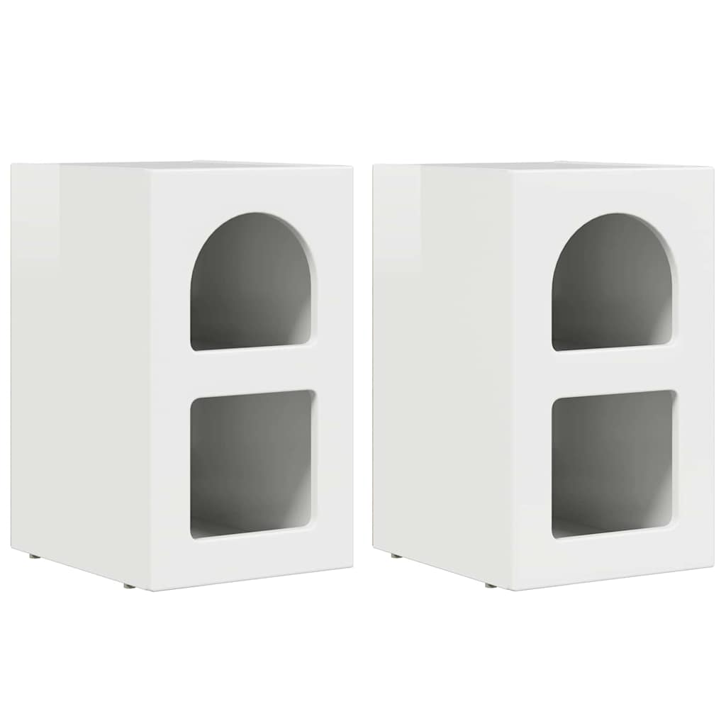 Table de chevet 2 pcs Blanc brillant 29,5 x 33,5 x 50 cm - XIOS