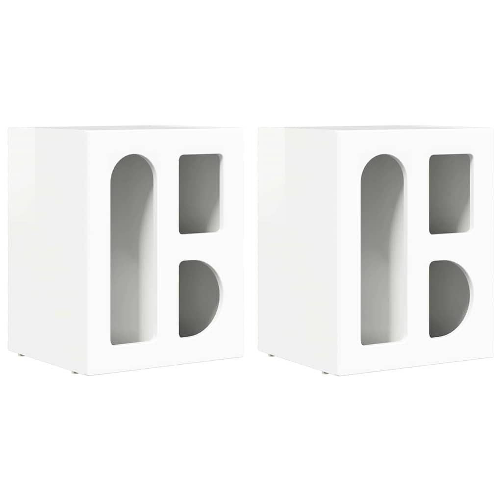 Table de chevet 2 pcs Blanc brillant 40 x 35 x 50 cm - XIOS