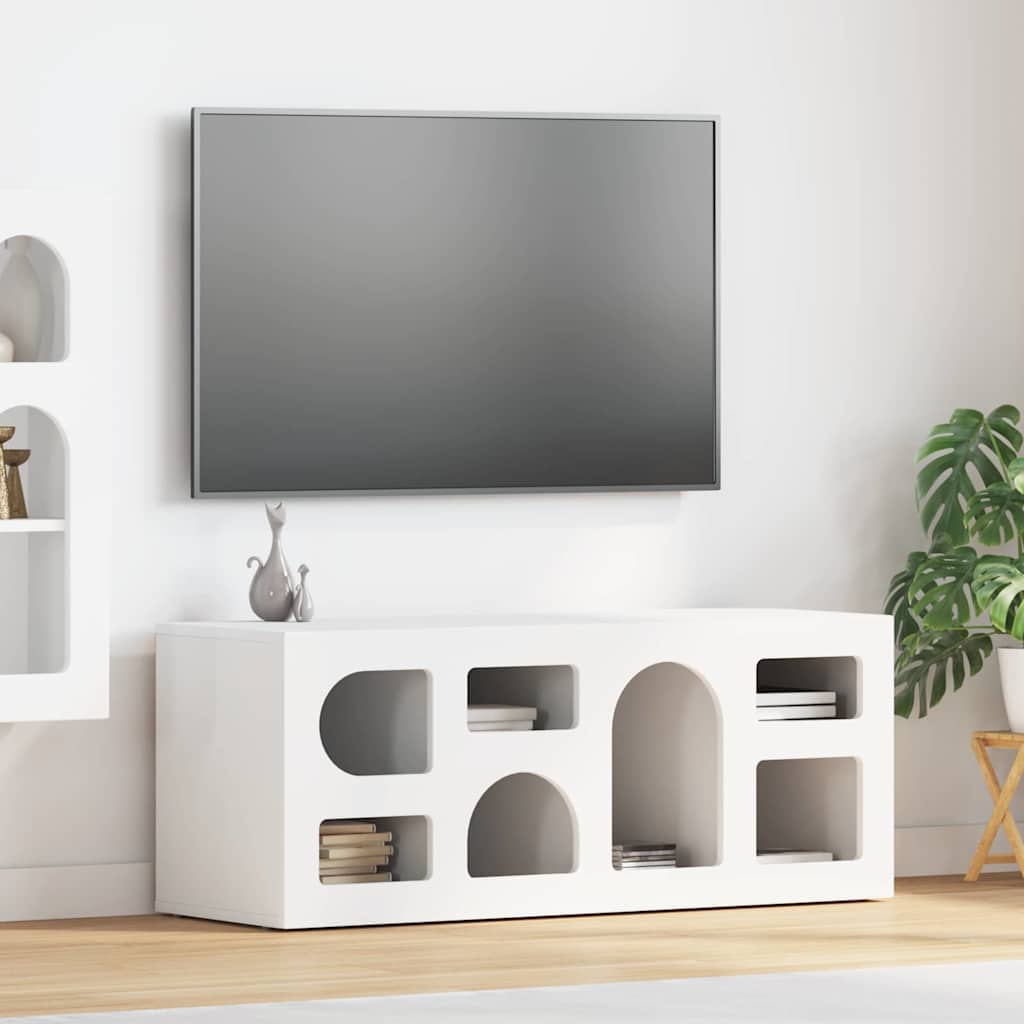 Meuble TV Blanc 100 x 35 x 40 cm Bois d'ingénierie - XIOS