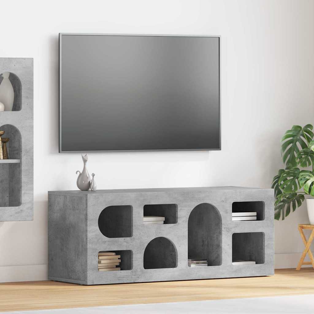 Meuble TV Gris béton 100 x 35 x 40 cm Bois d'ingénierie - XIOS