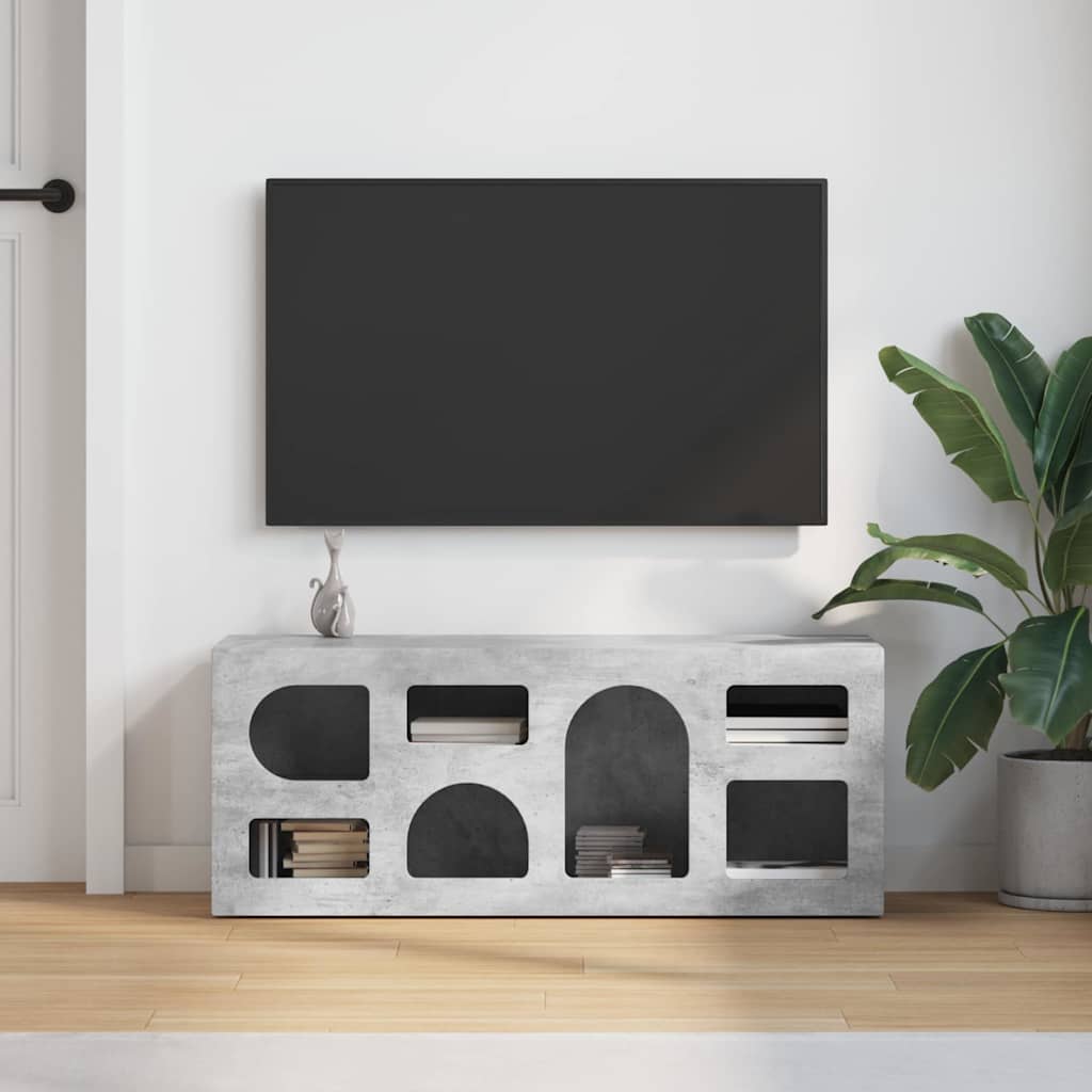 Meuble TV Gris béton 100 x 35 x 40 cm Bois d'ingénierie - XIOS