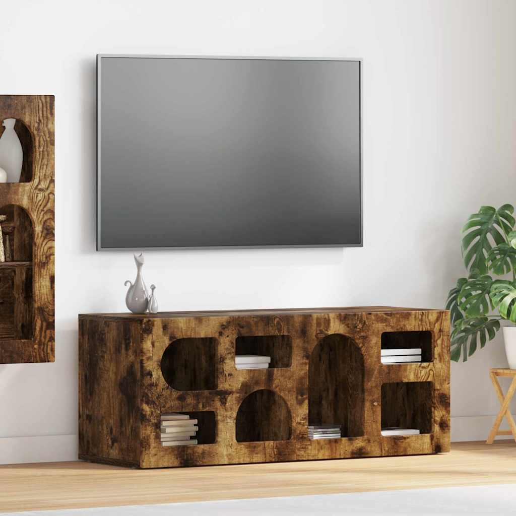 Meuble TV Chêne fumé 100 x 35 x 40 cm Bois d'ingénierie - XIOS