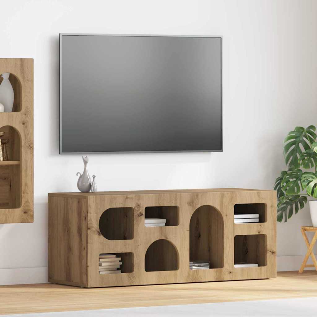 Meuble TV Chêne artisanal 100 x 35 x 40 cm Bois d'ingénierie - XIOS