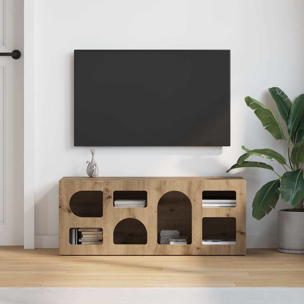 Meuble TV Chêne artisanal 100 x 35 x 40 cm Bois d'ingénierie - XIOS