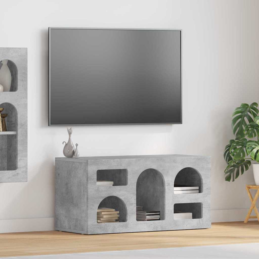 Meuble TV Gris béton 80 x 35 x 40 cm Bois d'ingénierie - XIOS