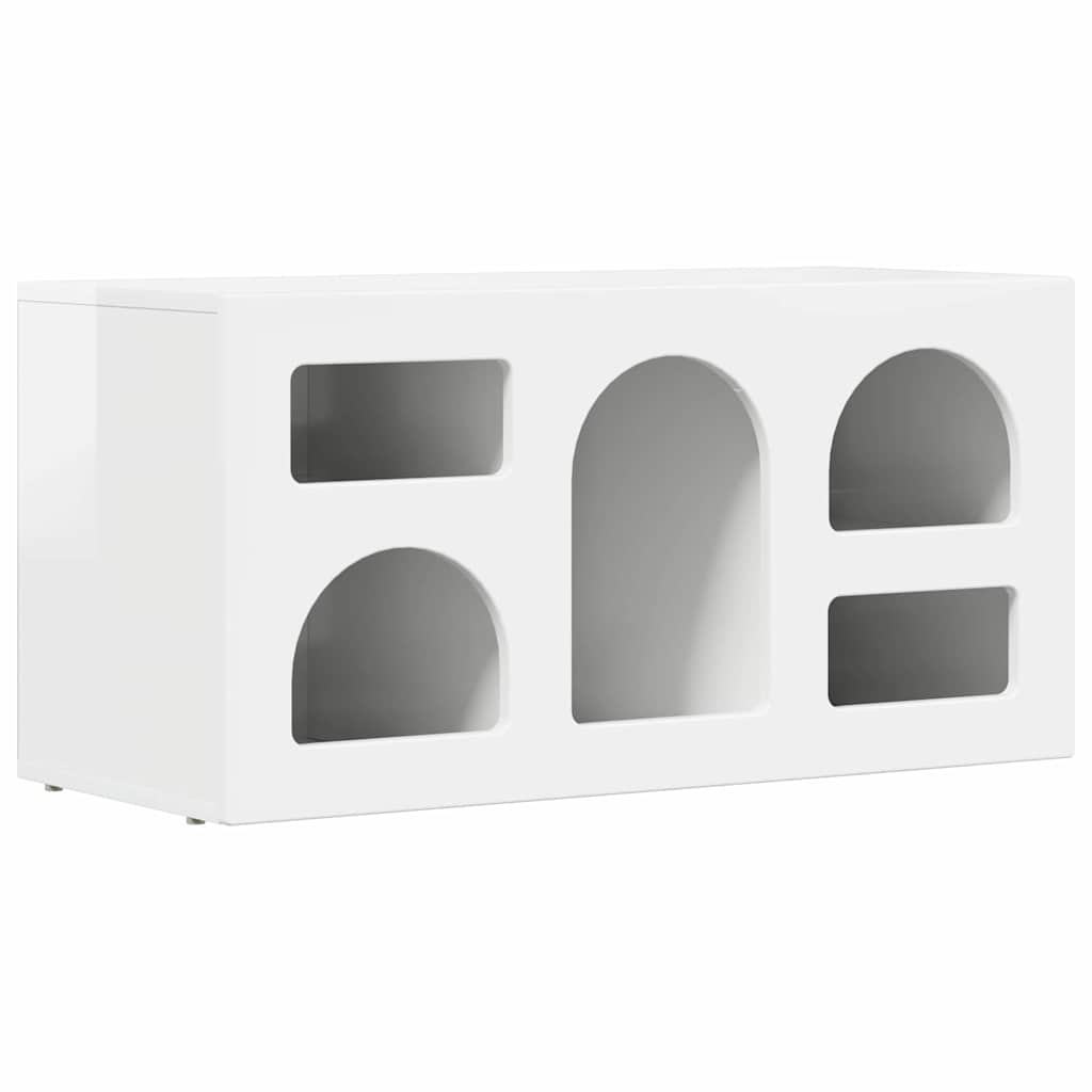Meuble TV Blanc brillant 80 x 35 x 40 cm Bois d'ingénierie - XIOS
