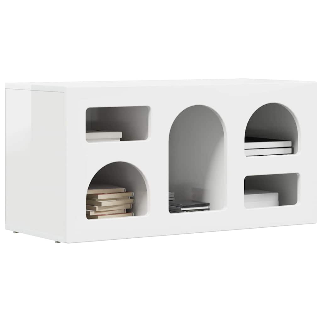 Meuble TV Blanc brillant 80 x 35 x 40 cm Bois d'ingénierie - XIOS
