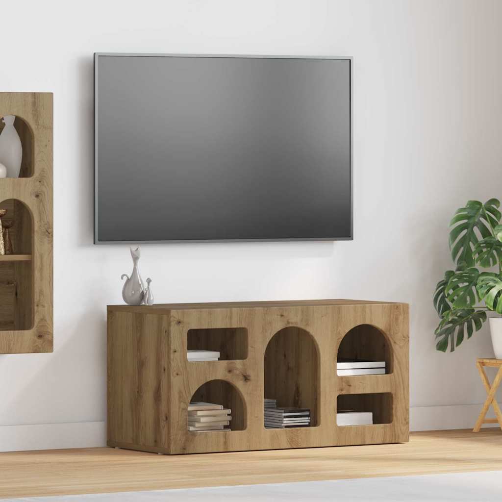 Meuble TV Chêne artisanal 80 x 35 x 40 cm Bois d'ingénierie - XIOS