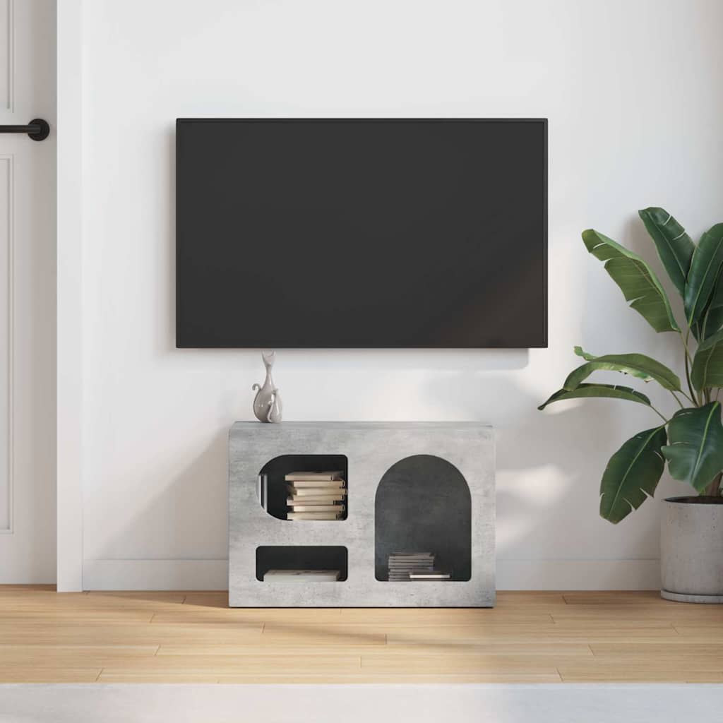 Meuble TV ELST 60 x 35 x 40 cm Gris béton Bois d'ingénierie - XIOS