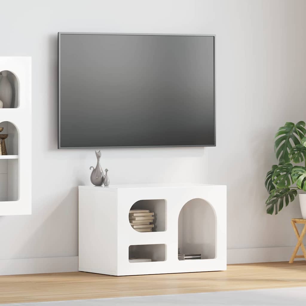 Meuble TV Blanc brillant 60 x 35 x 40 cm Bois d'ingénierie - XIOS