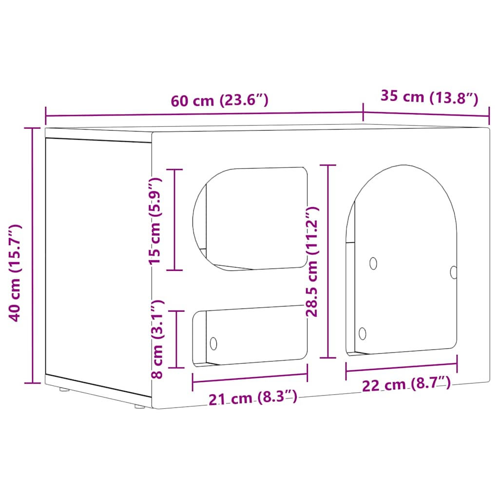 Meuble TV ELST 60 x 35 x 40 cm Bois ancien Bois d'ingénierie - XIOS