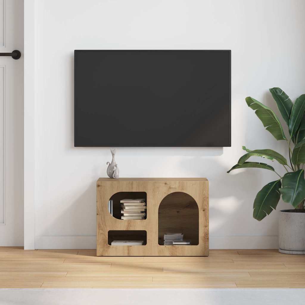 Meuble TV Chêne artisanal 60 x 35 x 40 cm Bois d'ingénierie - XIOS
