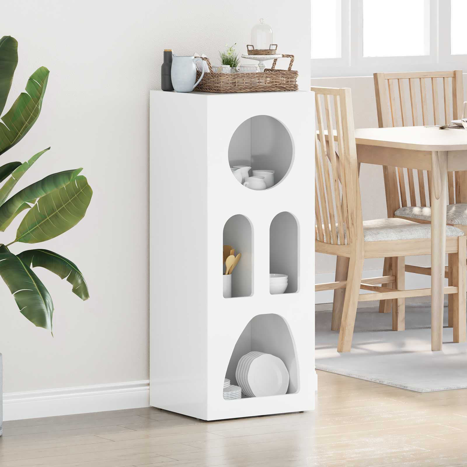 Buffet Blanc brillant 40 x 35 x 100.5 cm Bois d'ingénierie - XIOS