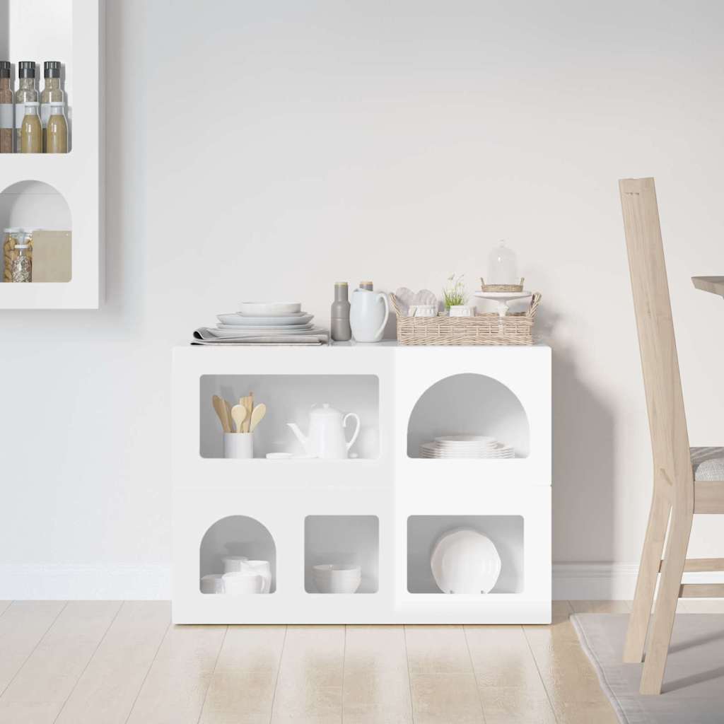 Buffet Blanc brillant 80,5 x 35 x 59 cm Bois d'ingénierie - XIOS