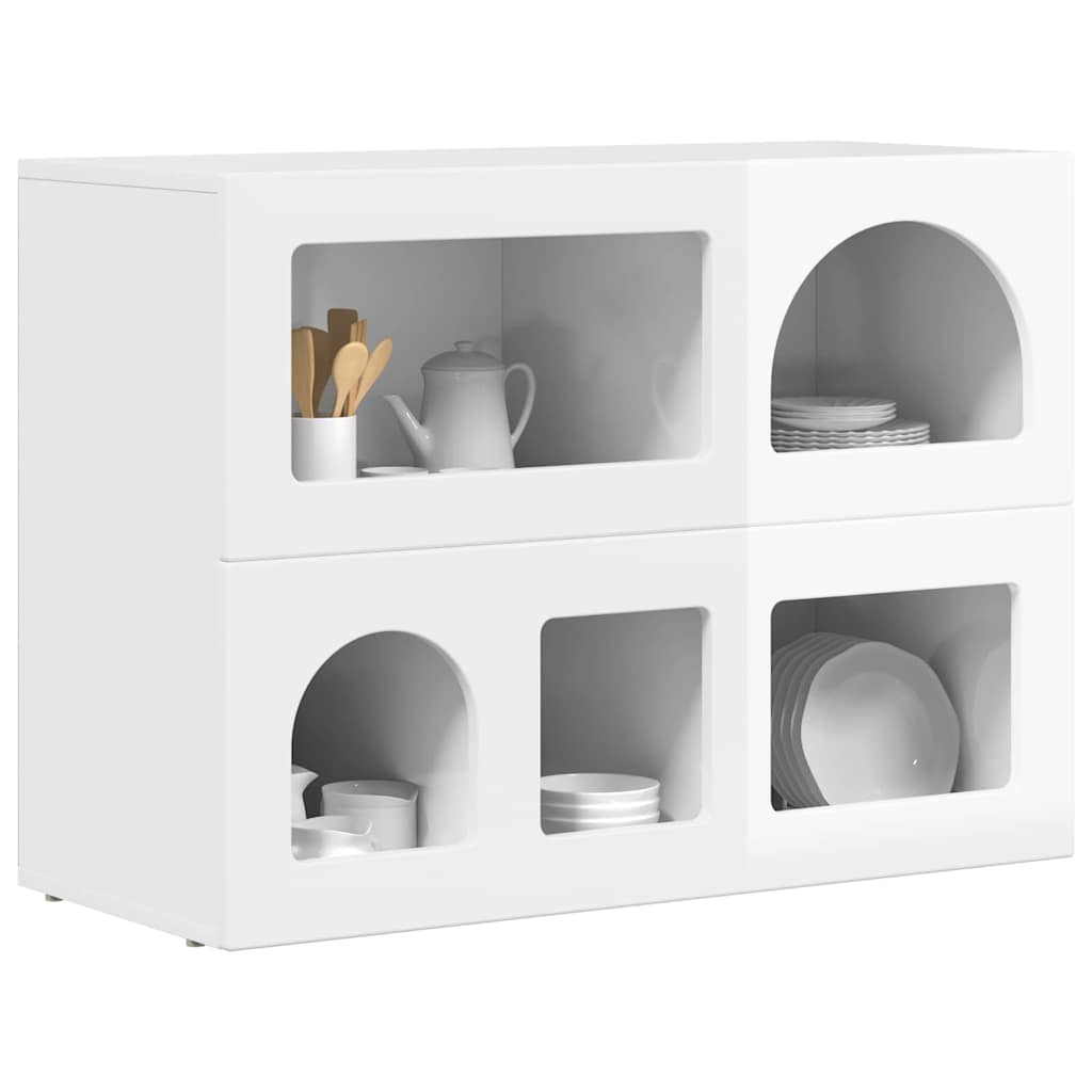Buffet Blanc brillant 80,5 x 35 x 59 cm Bois d'ingénierie - XIOS