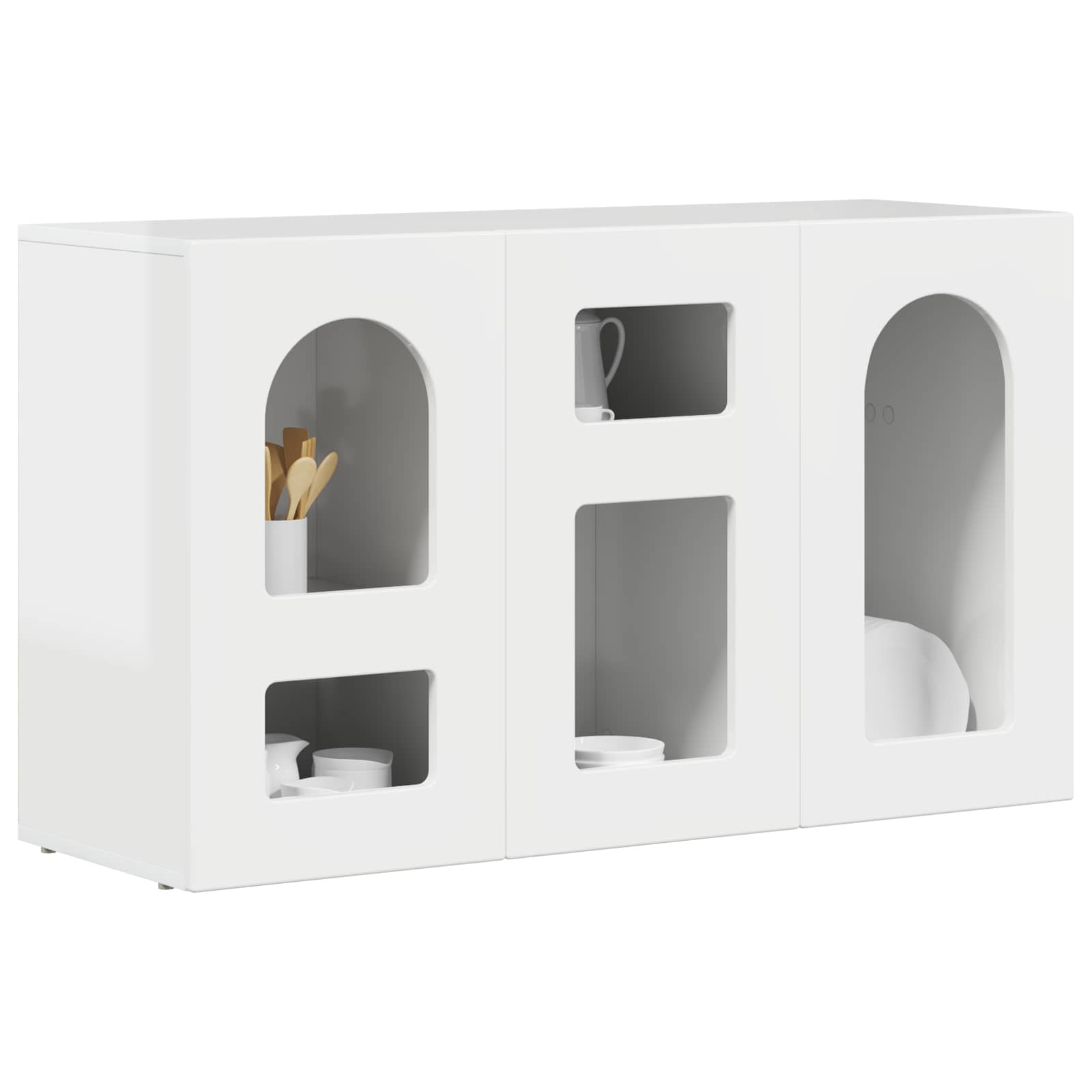 Buffet Blanc brillant 100 x 35 x 59 cm Bois d'ingénierie - XIOS
