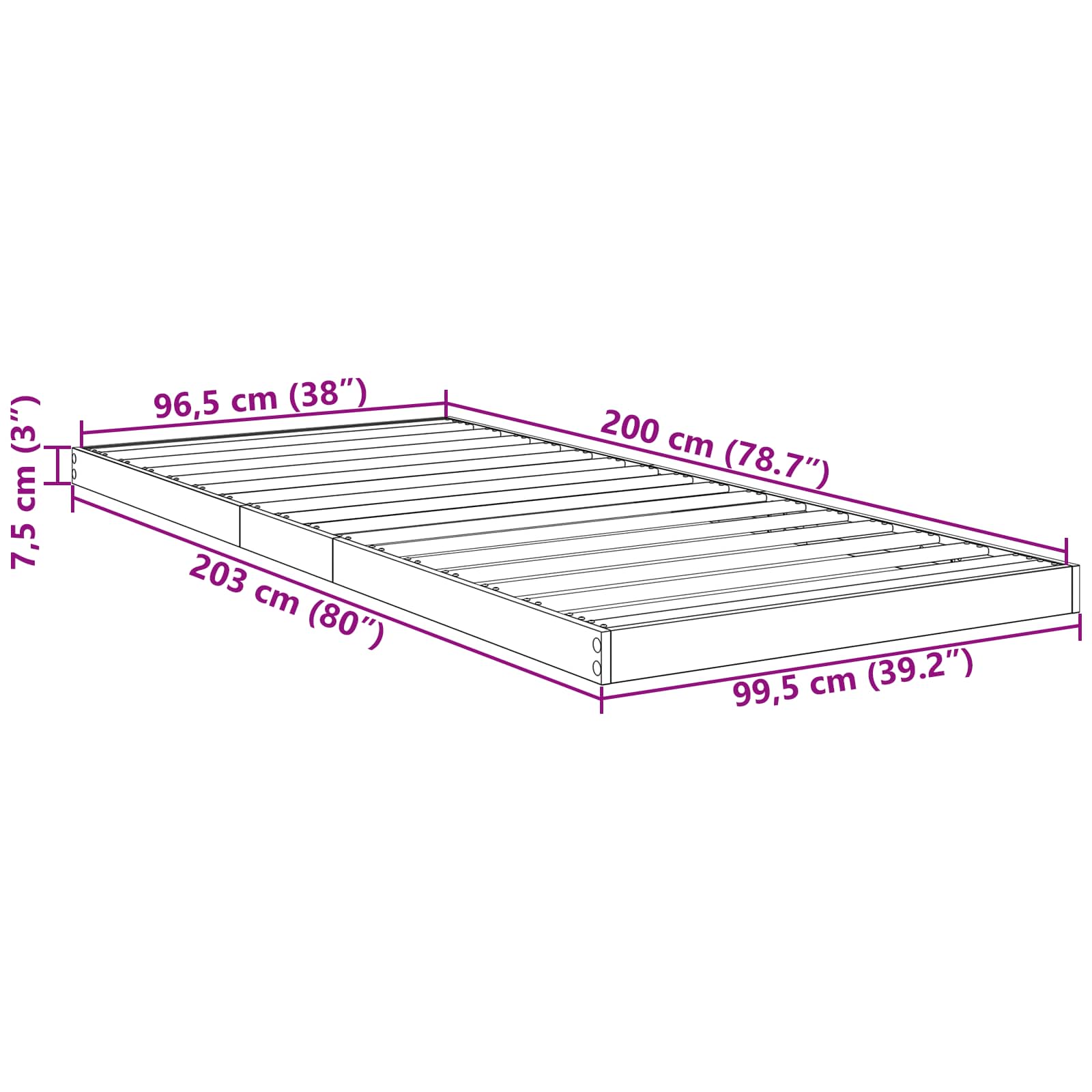 Cadre de lit surélevé Chêne fumé 100 x 200 cm Bois d'ingénierie - XIOS