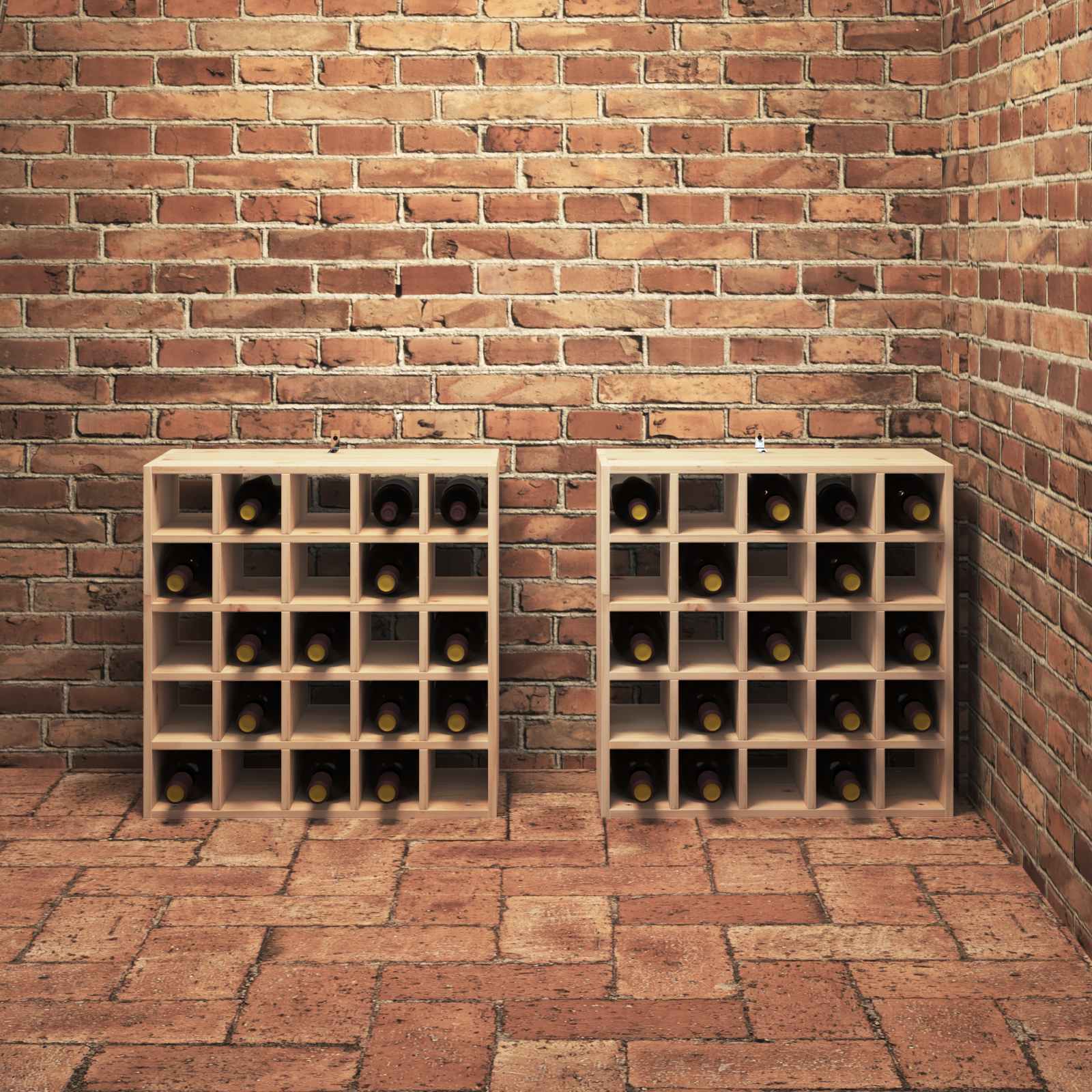Étagère à vin 2 pcs Naturel 56 x 25 x 56 cm Pin massif - XIOS