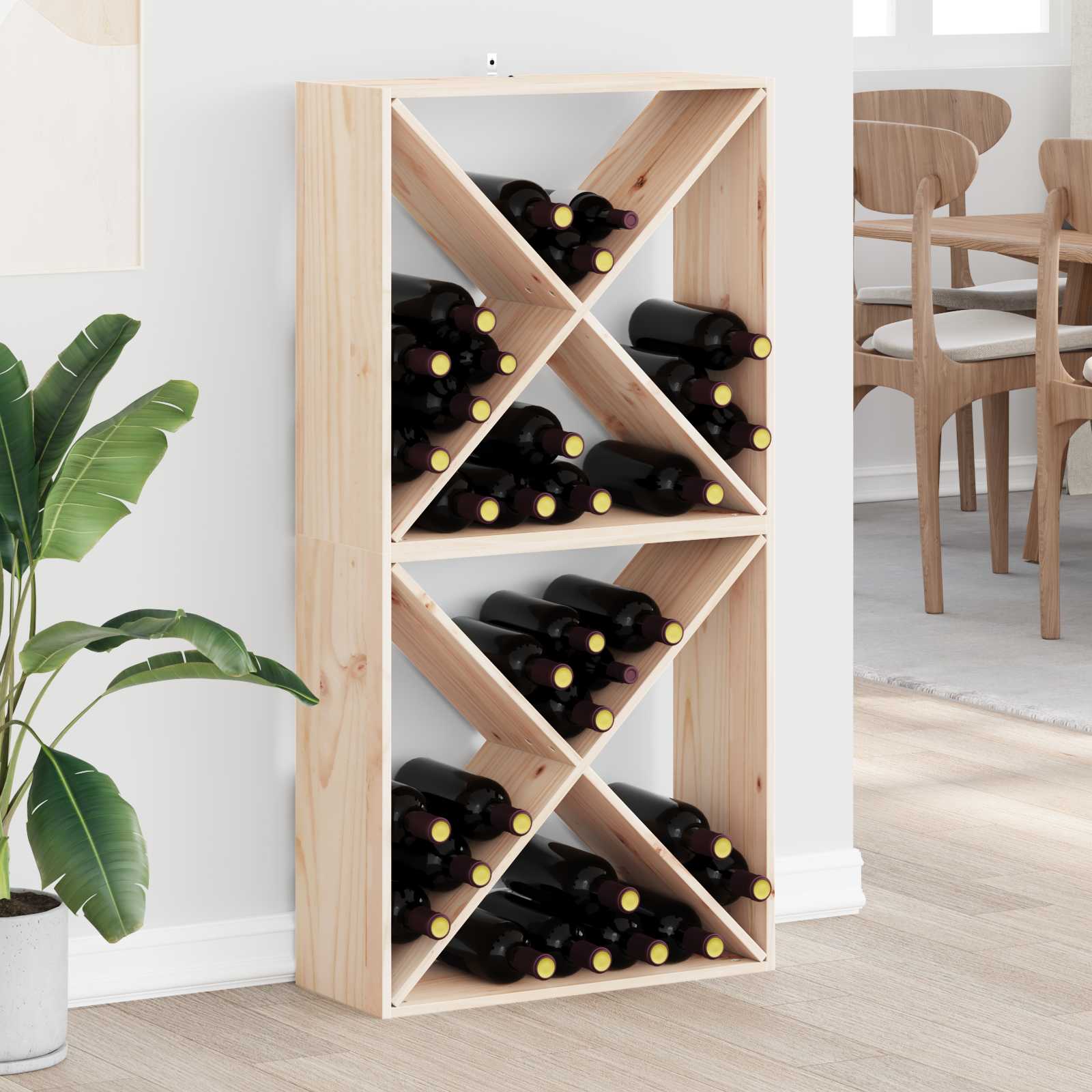 Étagère à vin 2 pcs Naturel 62 x 25 x 62 cm Pin massif - XIOS
