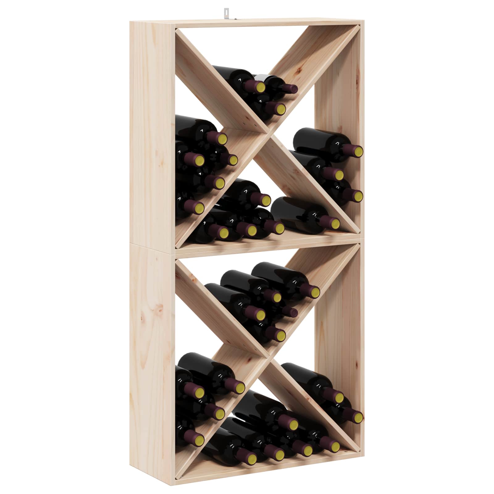 Étagère à vin 2 pcs Naturel 62 x 25 x 62 cm Pin massif - XIOS