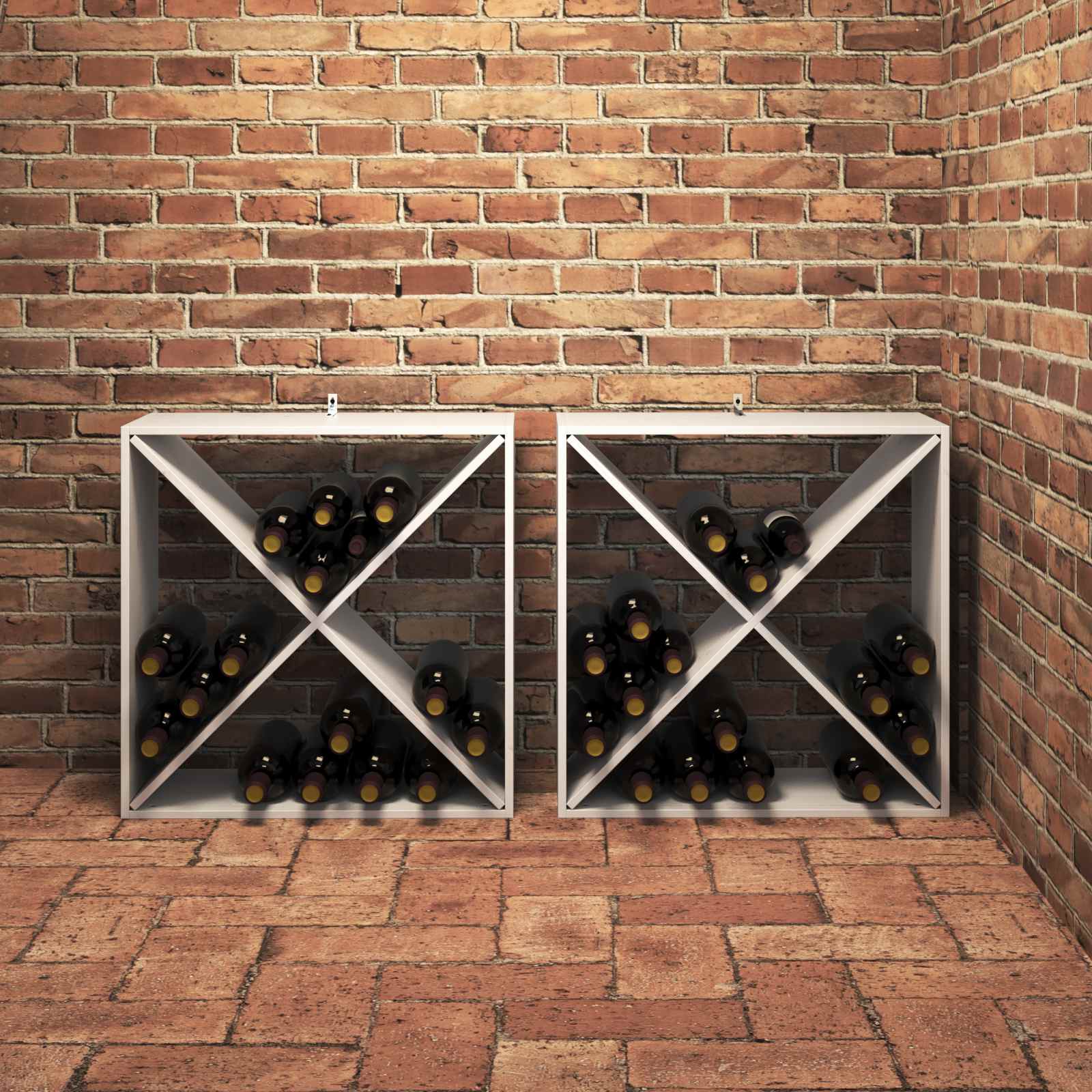 Étagère à vin 2 pcs Blanc 62 x 25 x 62 cm Pin massif - XIOS