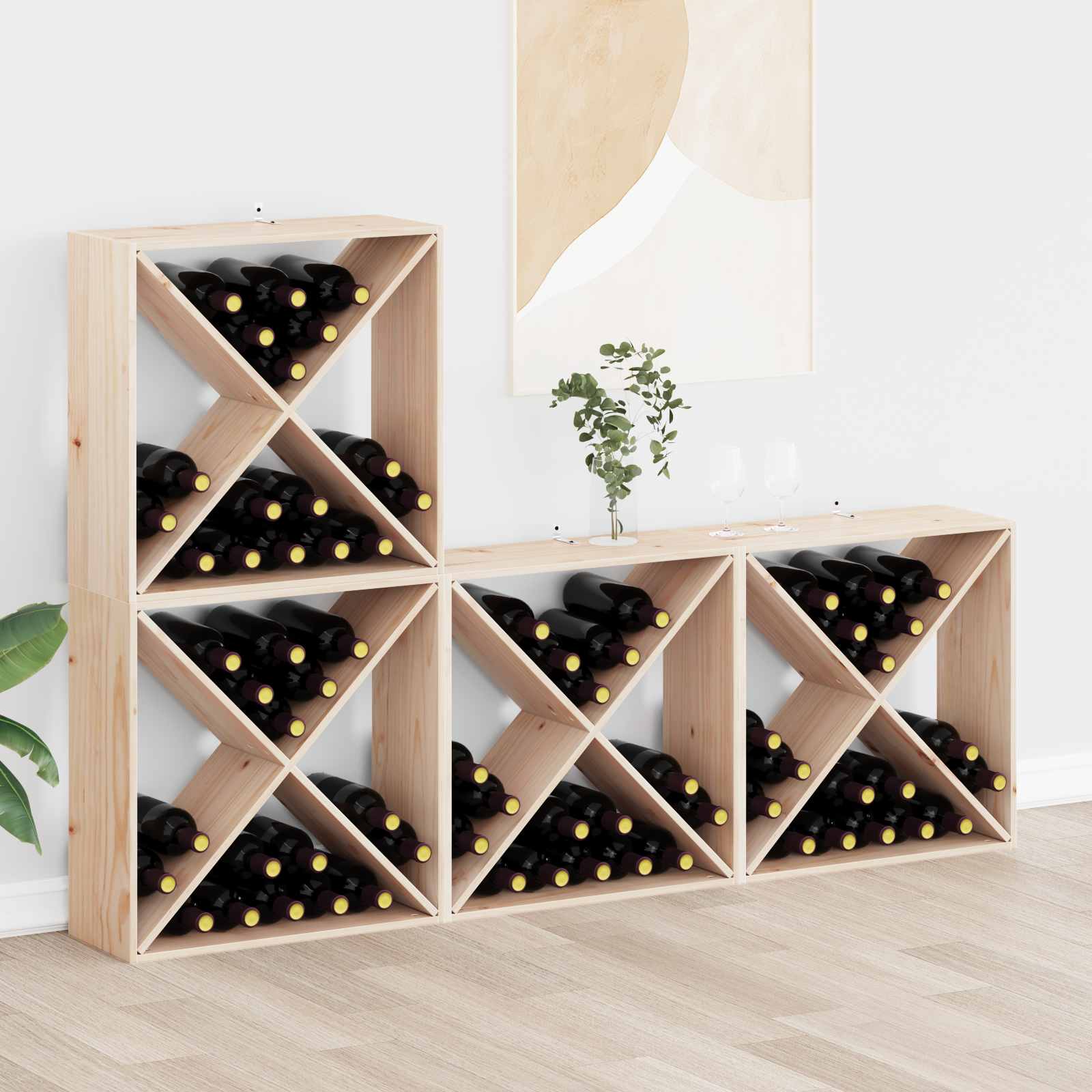 Étagère à vin 4 pcs Naturel 62 x 25 x 62 cm Pin massif - XIOS