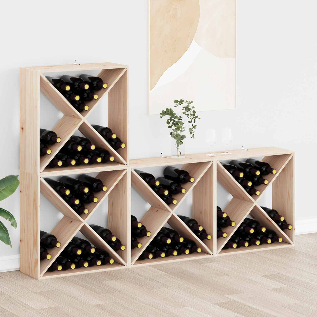 Étagère à vin 4 pièces Naturel 62 x 25 x 62 cm Pin massif - XIOS
