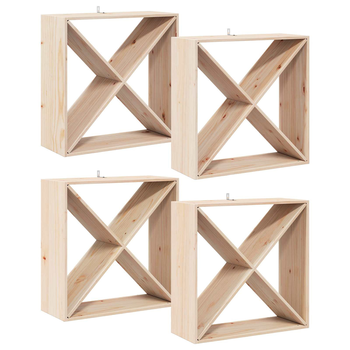 Étagère à vin 4 pièces Naturel 62 x 25 x 62 cm Pin massif - XIOS