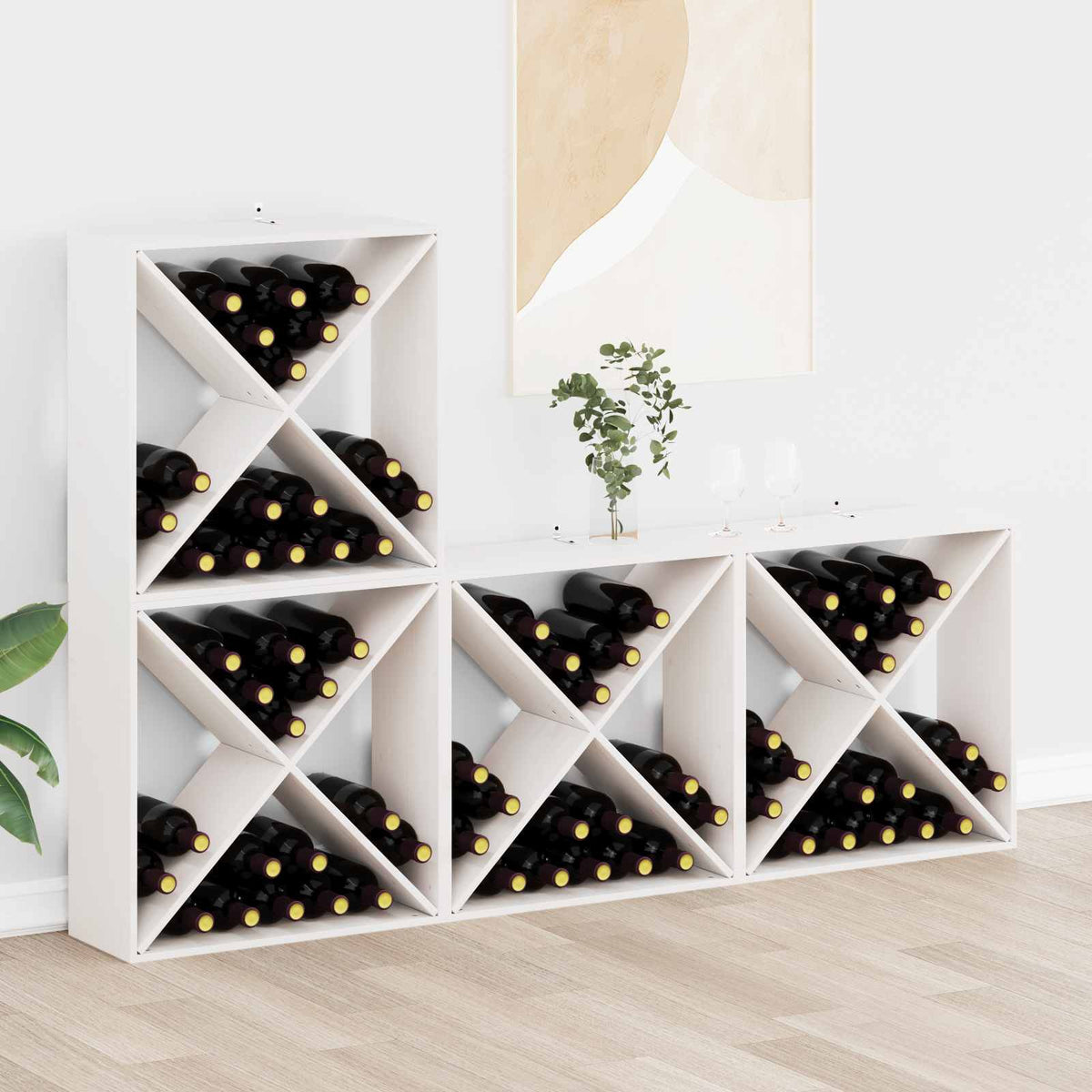 Étagère à vin 4 pièces Blanc 62 x 25 x 62 cm Pin massif - XIOS