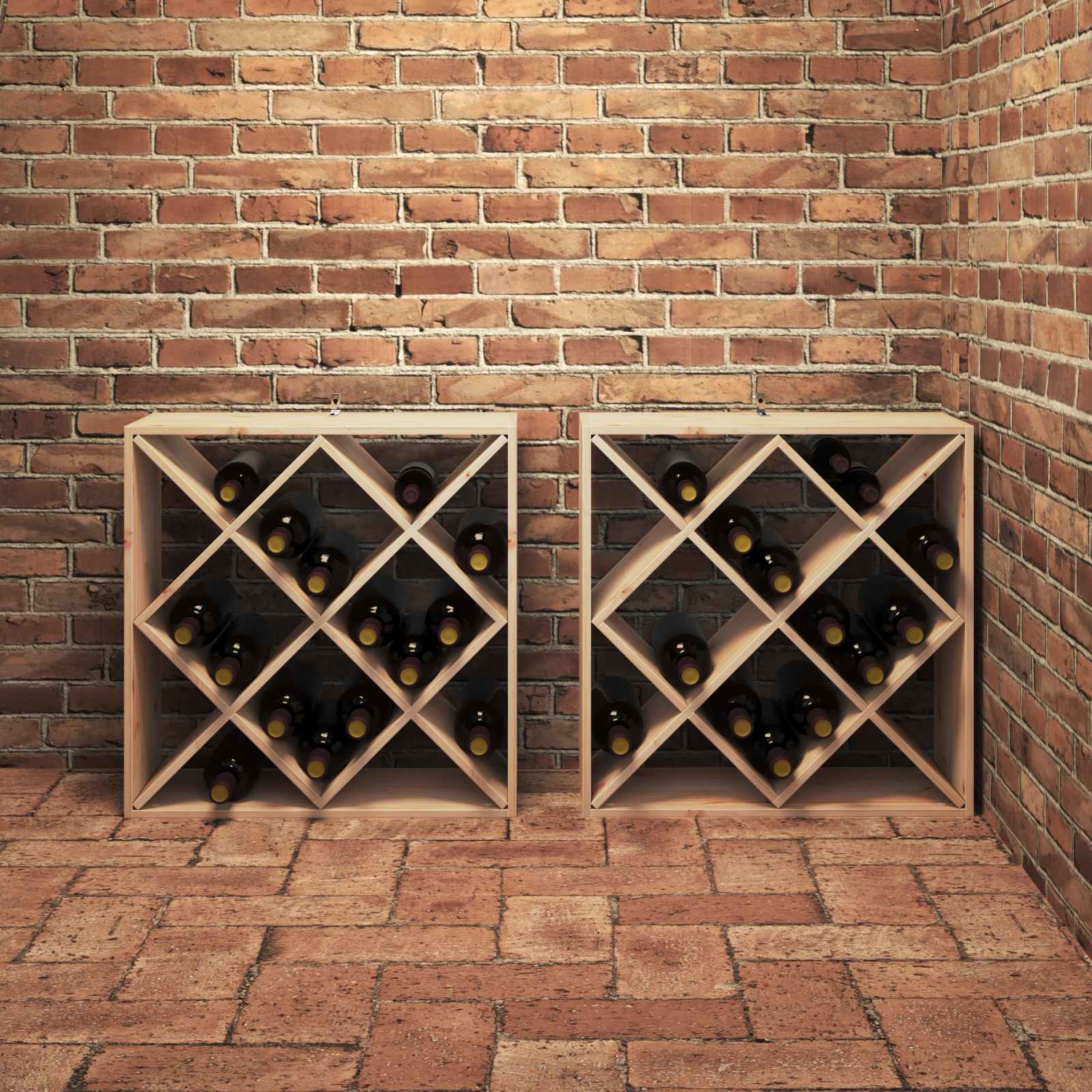 Étagère à vin 2 pcs Naturel 62 x 25 x 62 cm Pin massif - XIOS