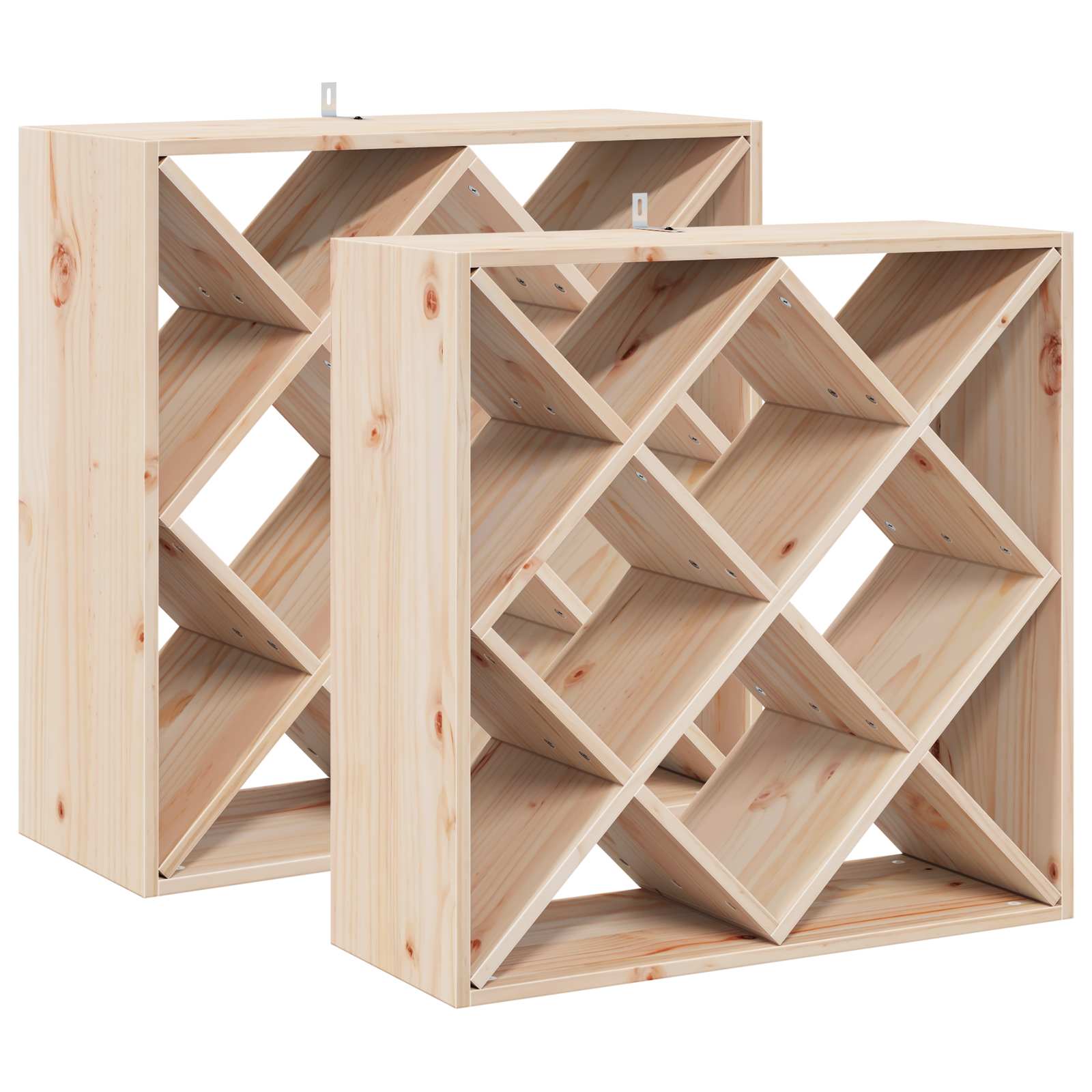 Étagère à vin 2 pcs Naturel 62 x 25 x 62 cm Pin massif - XIOS