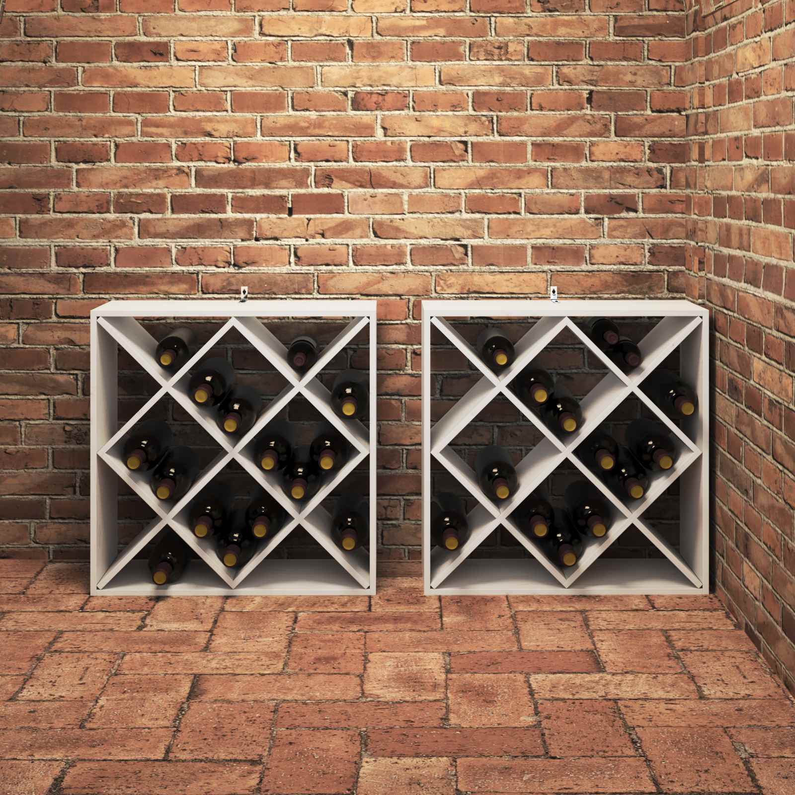 Étagère à vin 2 pcs Blanc 62 x 25 x 62 cm Pin massif - XIOS