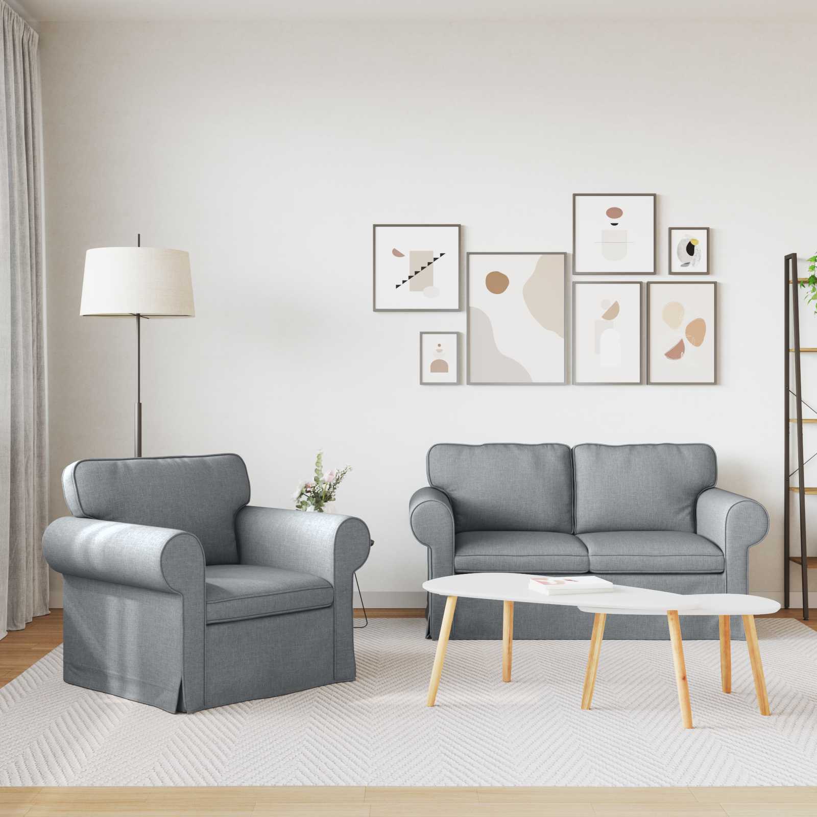 Ensemble de Canapés 2 pc Gris clair tissu
