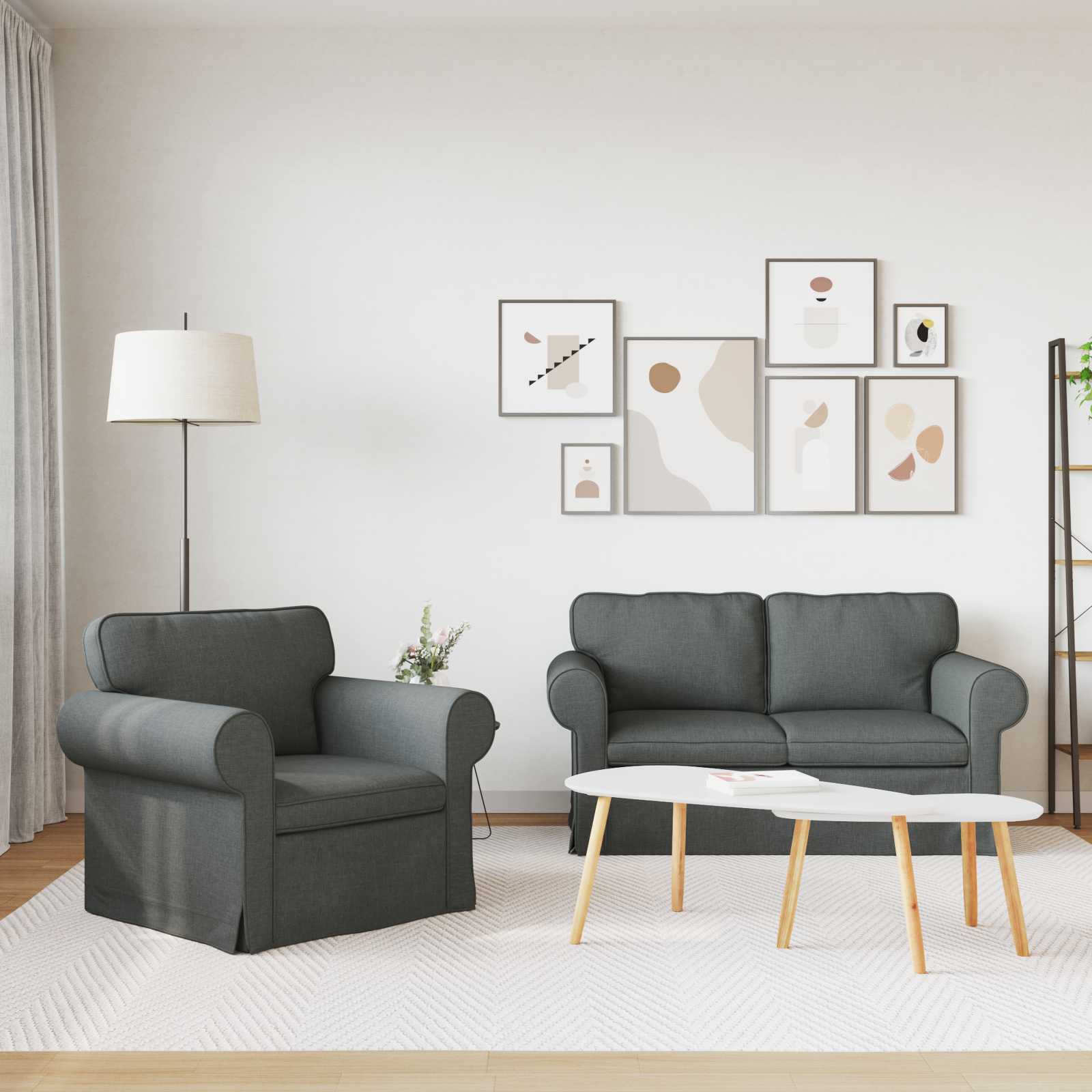 Ensemble de Canapés 2 pc Gris foncé tissu
