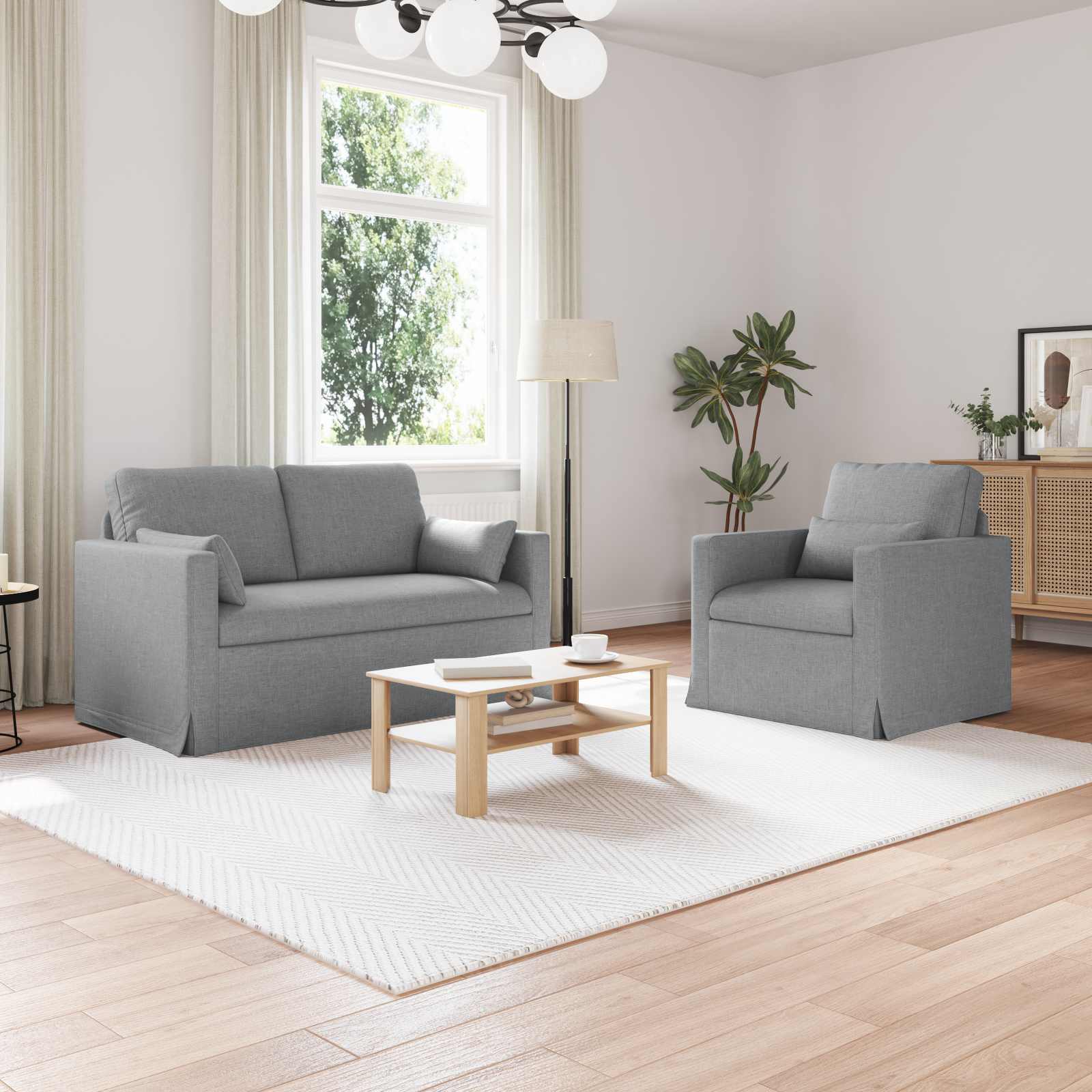 Ensemble de Canapés 2 pc Gris clair tissu