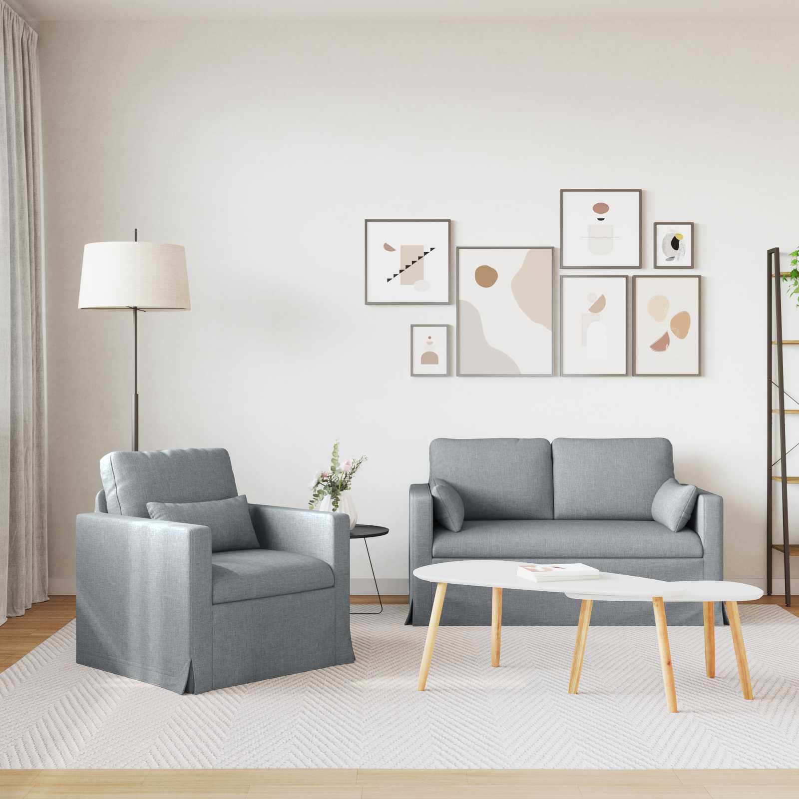Ensemble de Canapés 2 pc Gris clair tissu