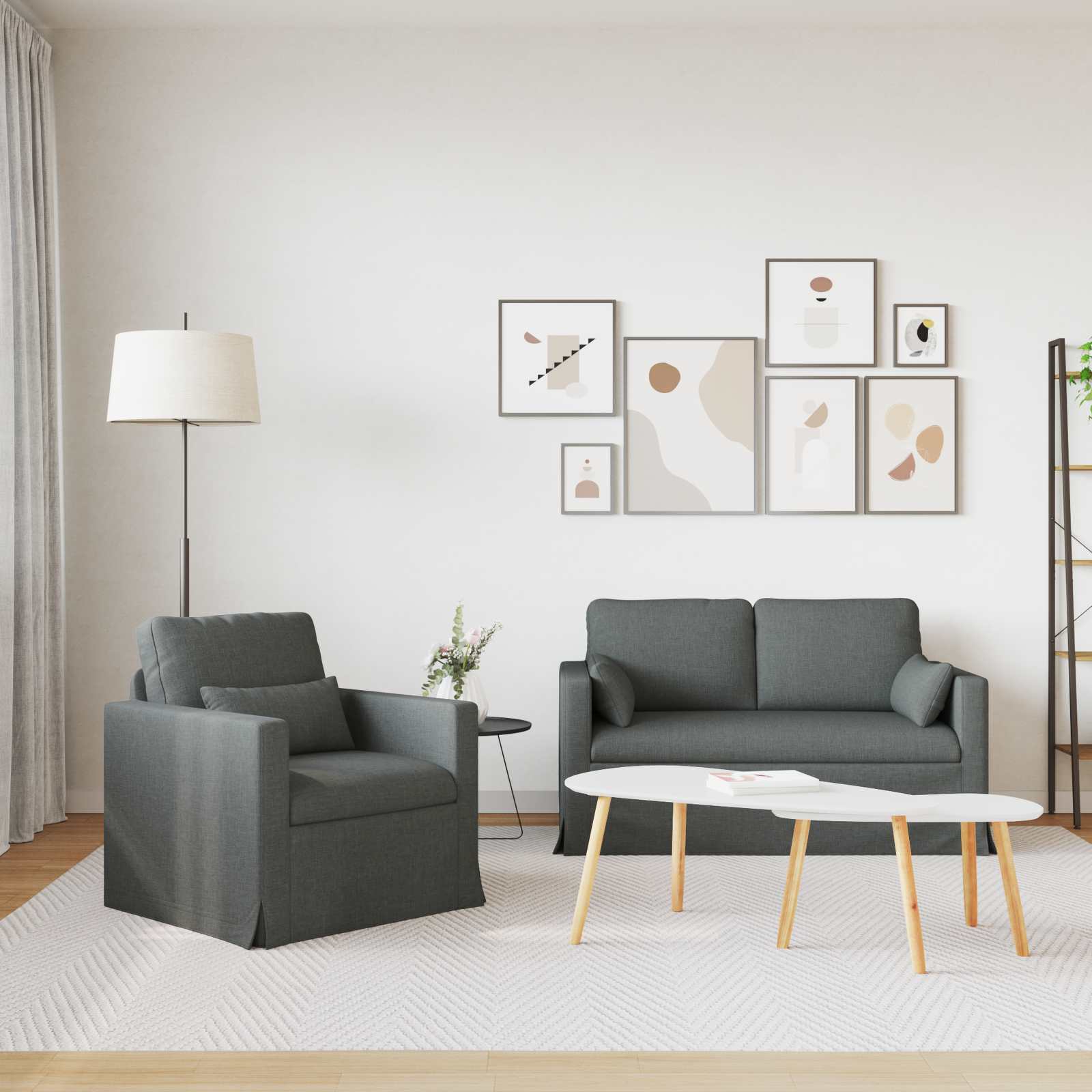 Ensemble de Canapés 2 pcs Gris foncé 139 x 78 x 80 cm tissu - XIOS