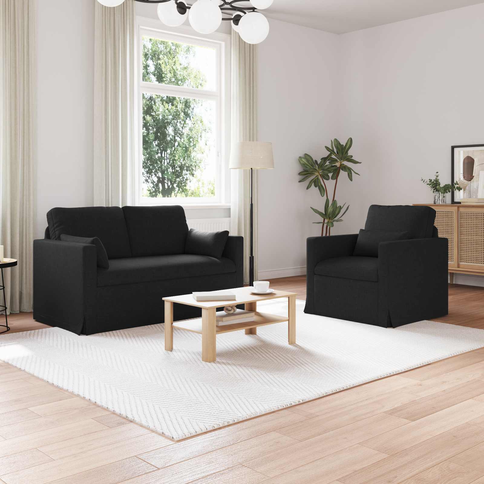 Ensemble de Canapés 2 pcs Noir 139 x 78 x 80 cm tissu - XIOS