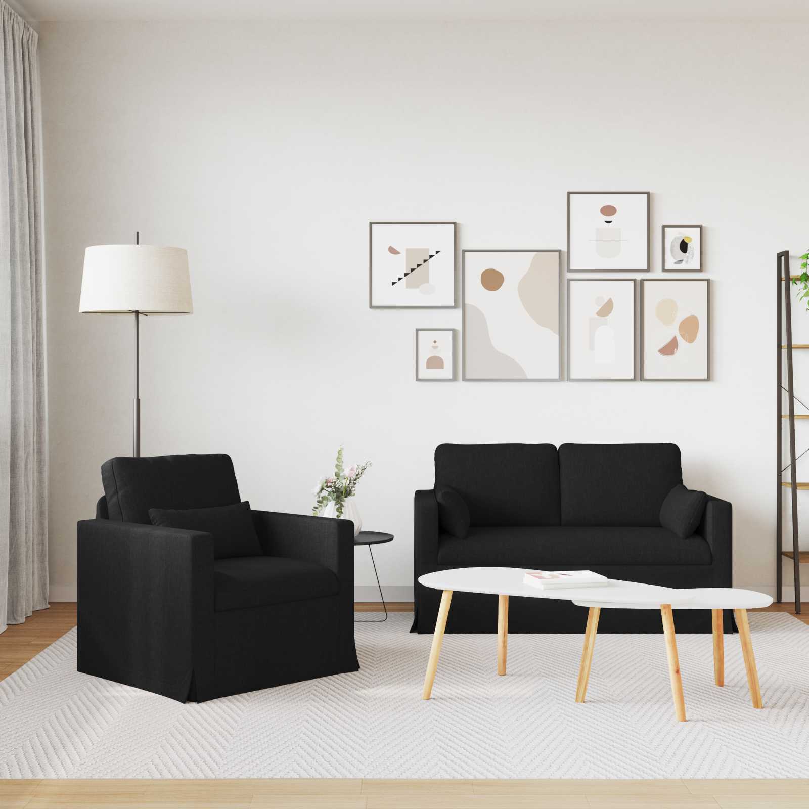 Ensemble de Canapés 2 pcs Noir 139 x 78 x 80 cm tissu - XIOS