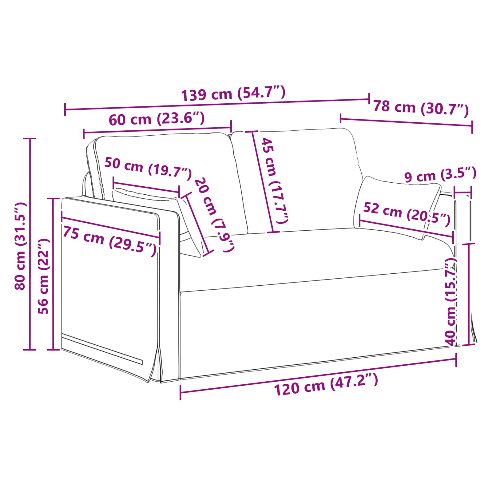 Ensemble de Canapés 2 pcs Noir 139 x 78 x 80 cm tissu - XIOS