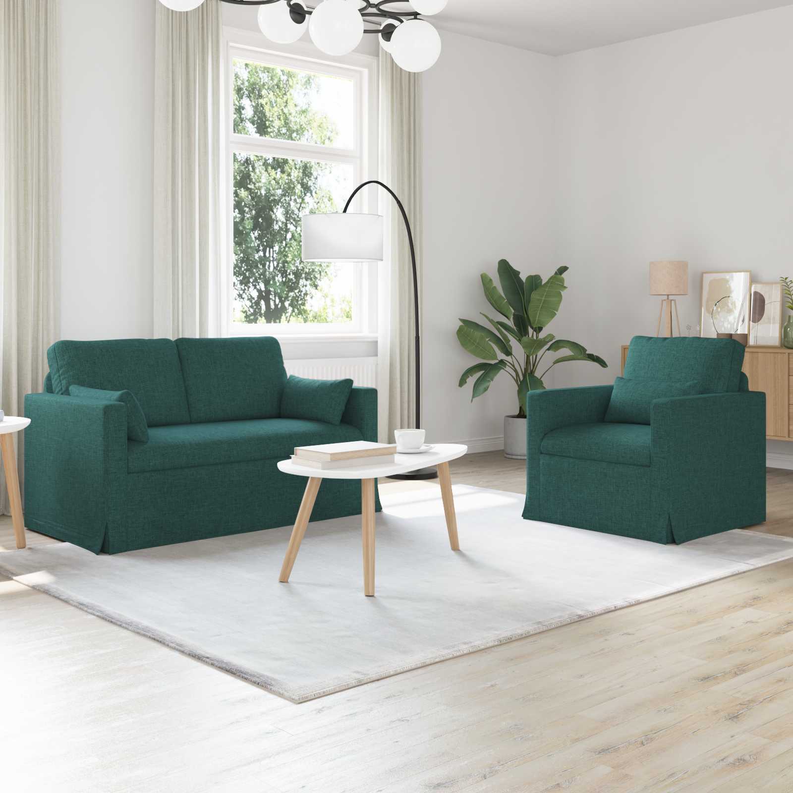 Ensemble de Canapés 2 pcs Vert foncé 139 x 78 x 80 cm tissu - XIOS