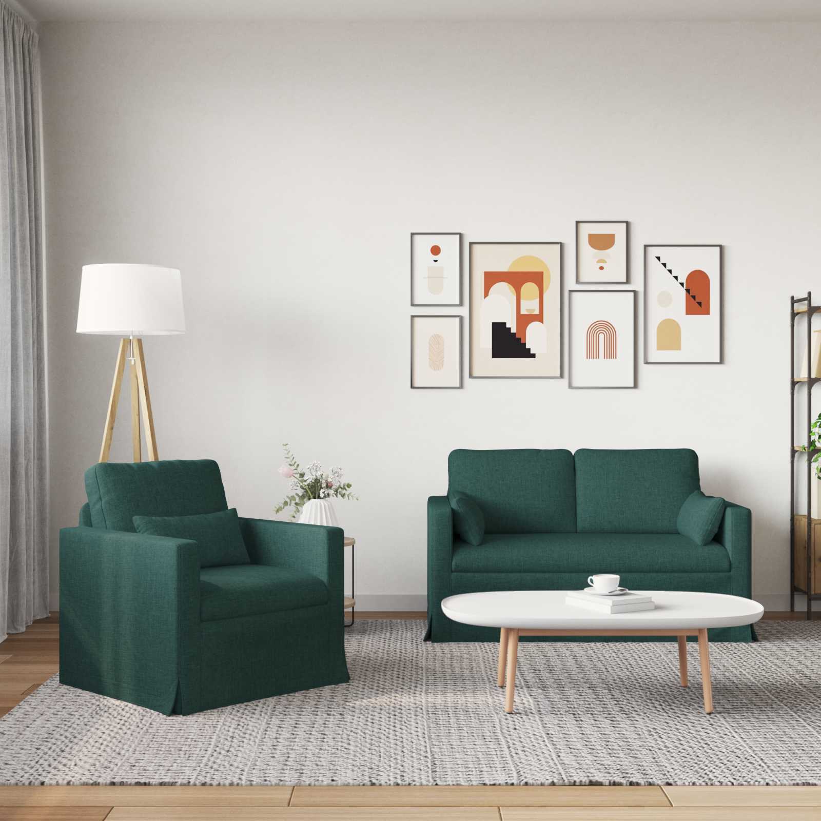 Ensemble de Canapés 2 pcs Vert foncé 139 x 78 x 80 cm tissu - XIOS
