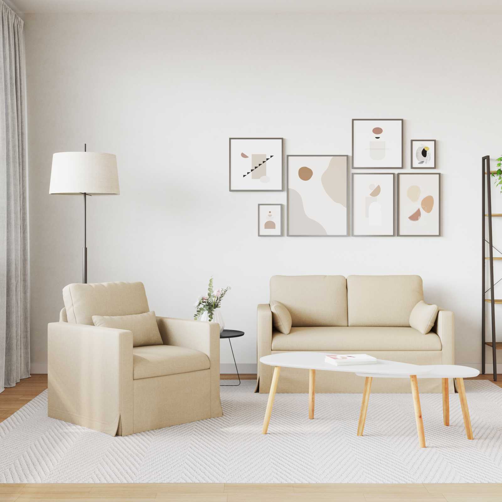 Canapé 120cm 2 pcs Crème Métал - XIOS