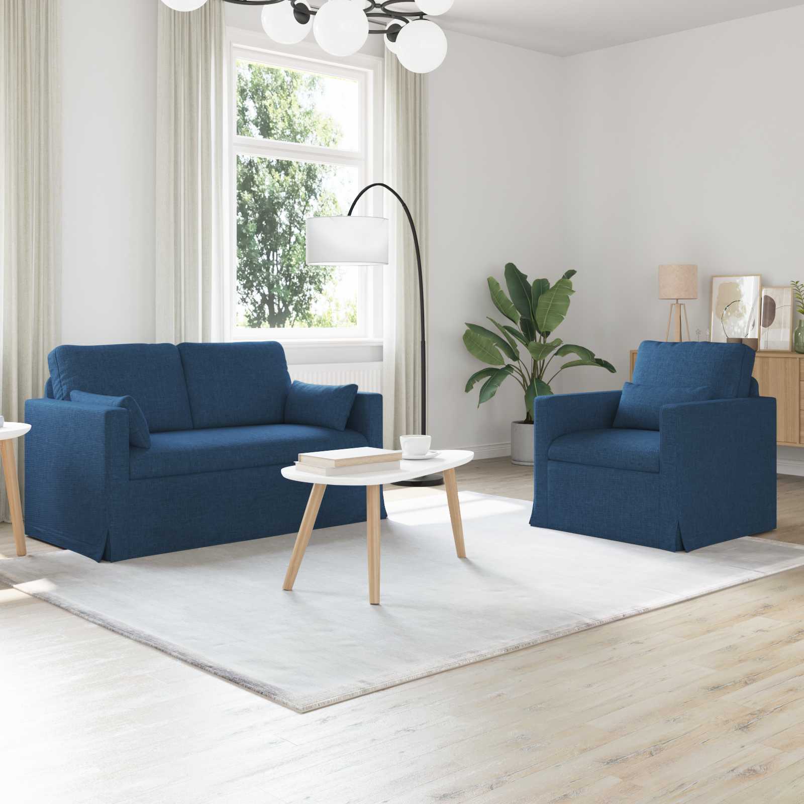 Ensemble de Canapés 2 pcs Bleu 139 x 78 x 80 cm tissu - XIOS